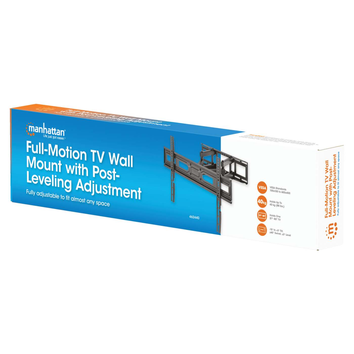 Soporte de pared con doble brazo articulado y ajuste de nivel, 37" a 80" Packaging Image 2