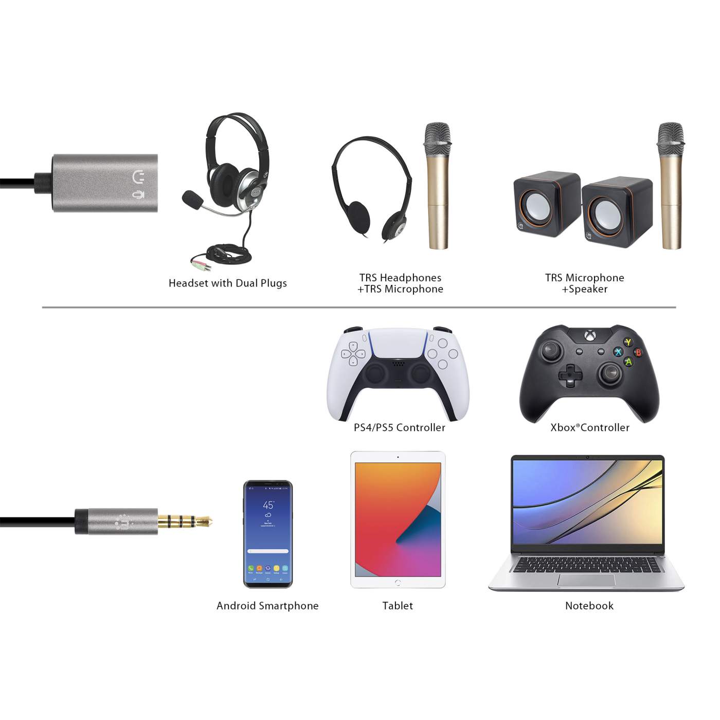 Adaptador Auxiliar en “Y” de un Plug a 2 salidas 3.5 mm Image 6