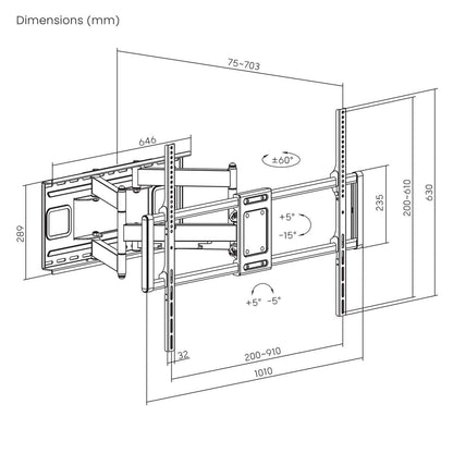Soporte Articulado de Alta Resistencia de Movimiento Completo para Pantallas de 60" a 120" Image 15