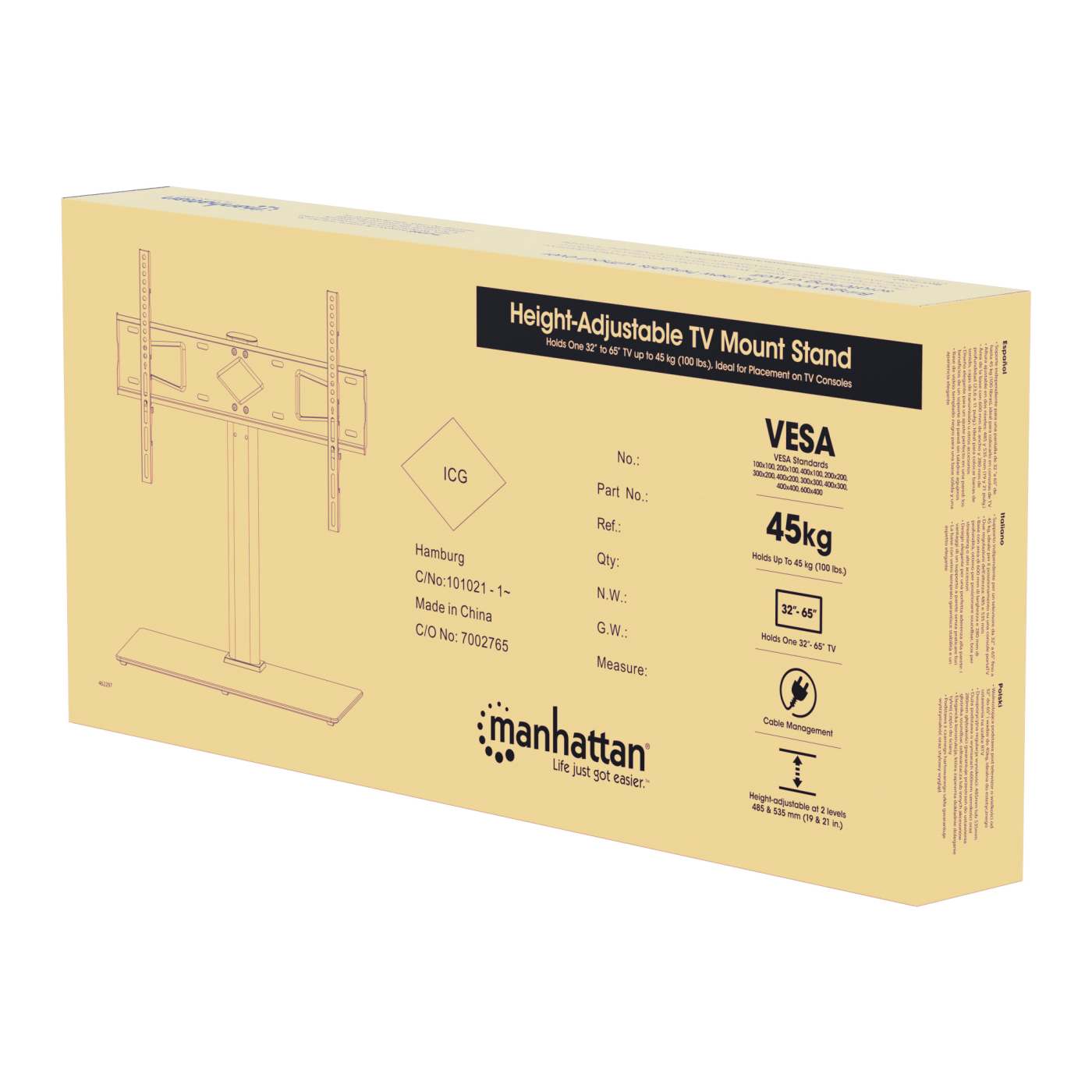 Soporte de montaje de TV, con altura ajustable Packaging Image 2