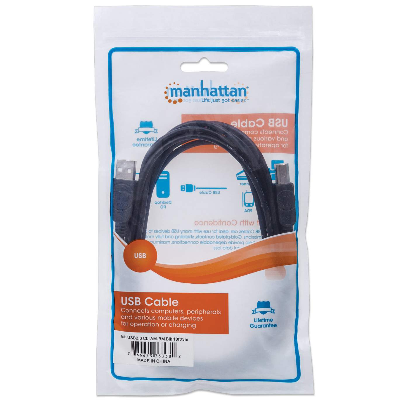 Cable USB 2.0 A macho a B macho, 480 Mbps 5m Packaging Image 2