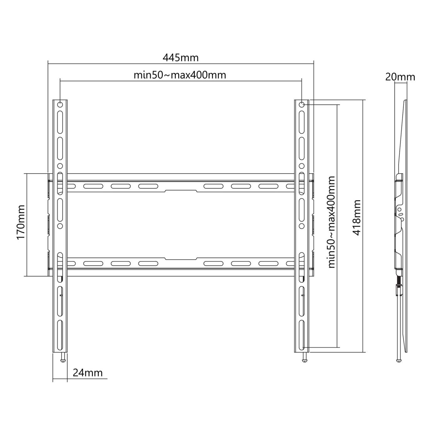 Soporte de Pared Fijo de Bajo Perfil para Pantallas de 32" a 70" Image 6