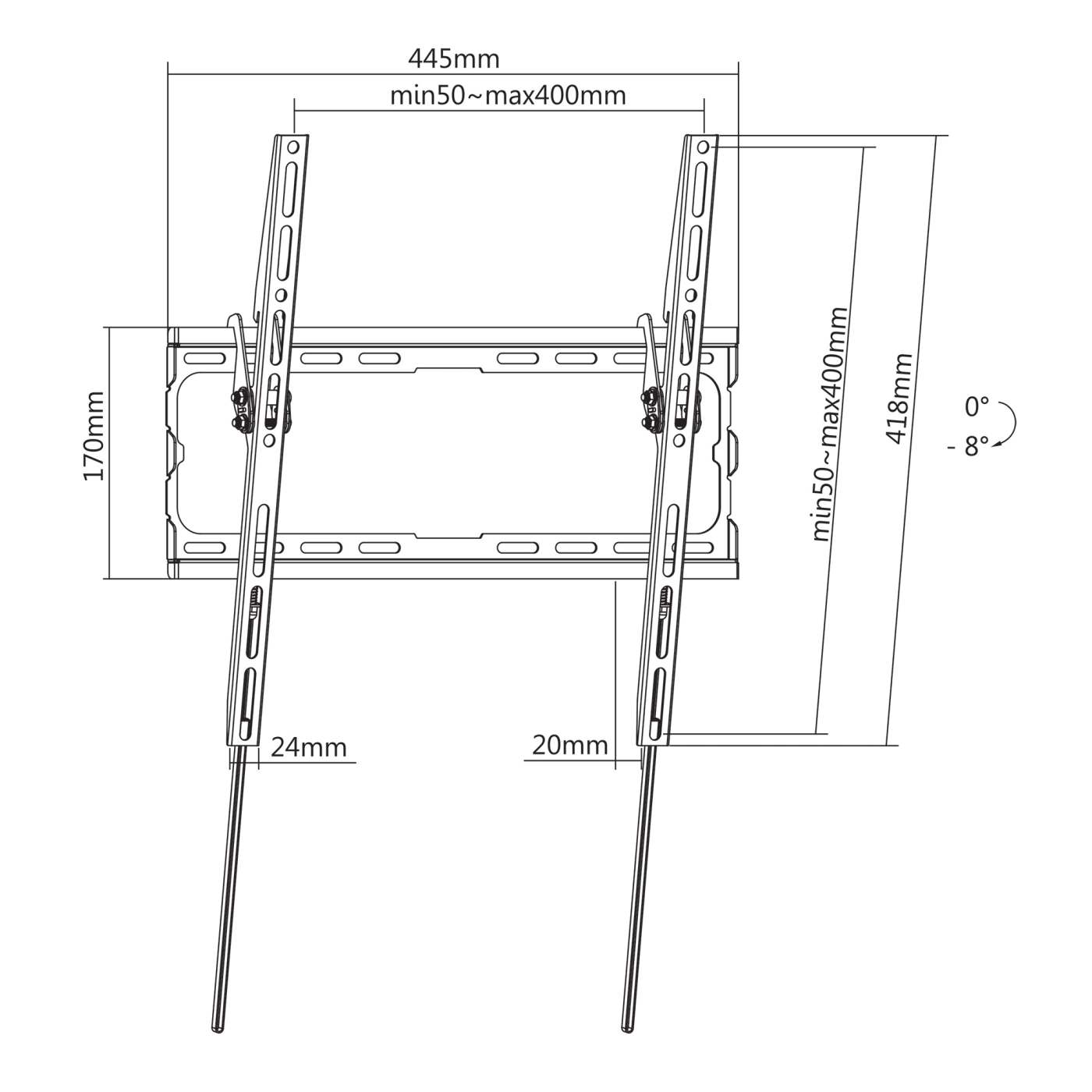 Soporte de Pared con Inclinación de Bajo Perfil para Pantallas de 32" a 70" Image 8