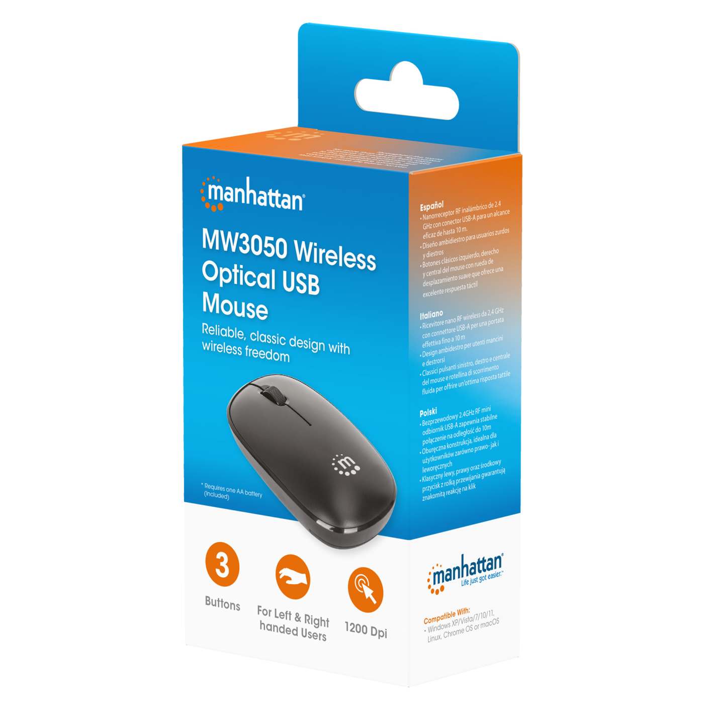 Mouse USB óptico inalámbrico MW3050 Packaging Image 2