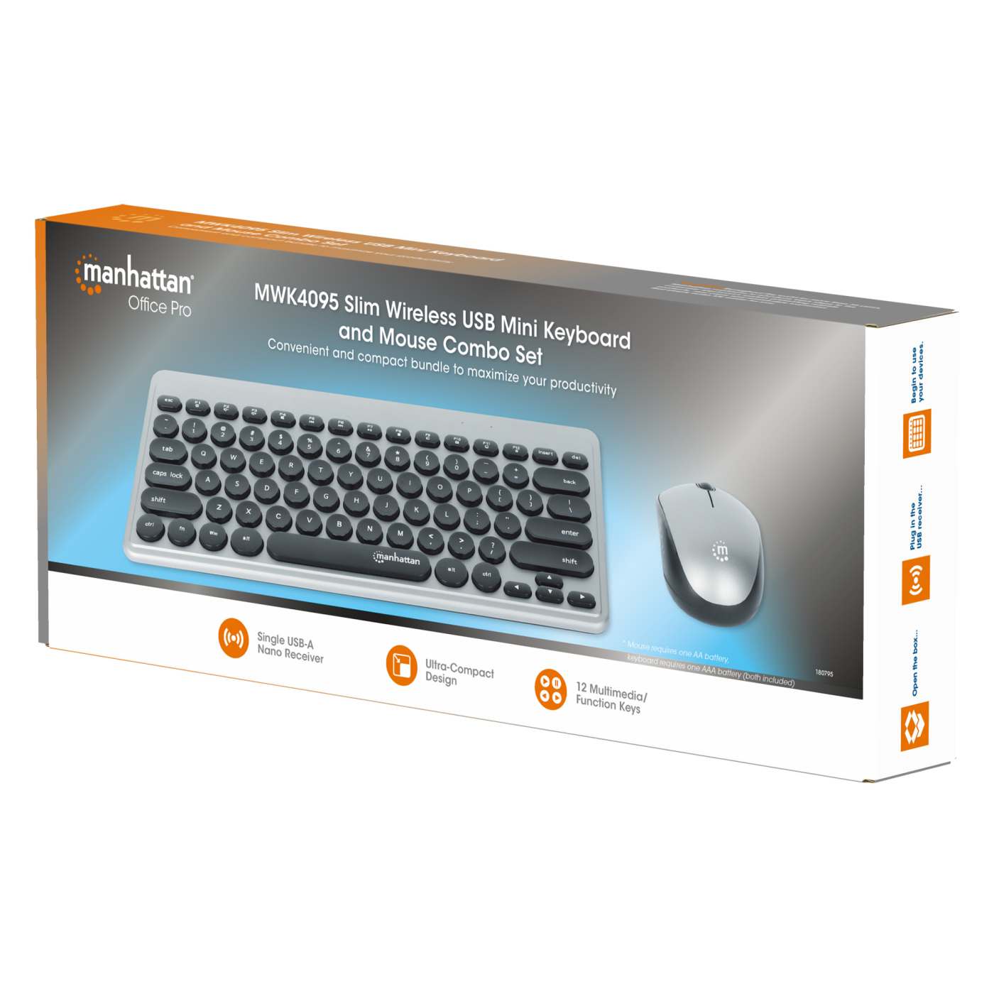 MWK4095 Miniteclado y mouse USB inalámbrico delgado Packaging Image 2