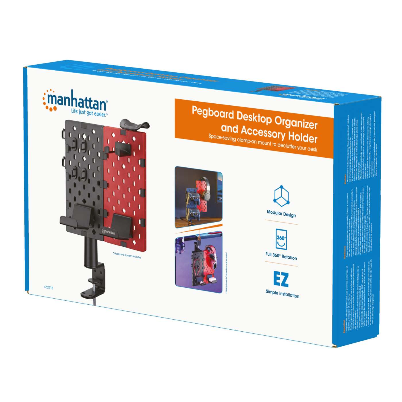 Soporte de escritorio con tablero organizador perforado y porta accesorios Packaging Image 2