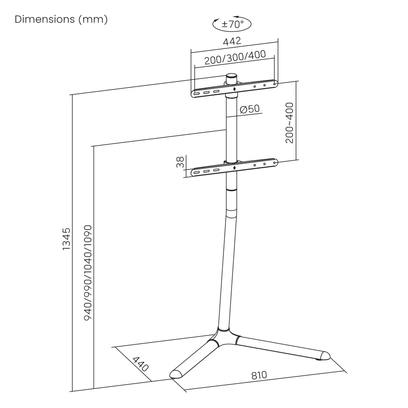Soporte de piso con base en V para pantalla de 32" a 70" Image 12