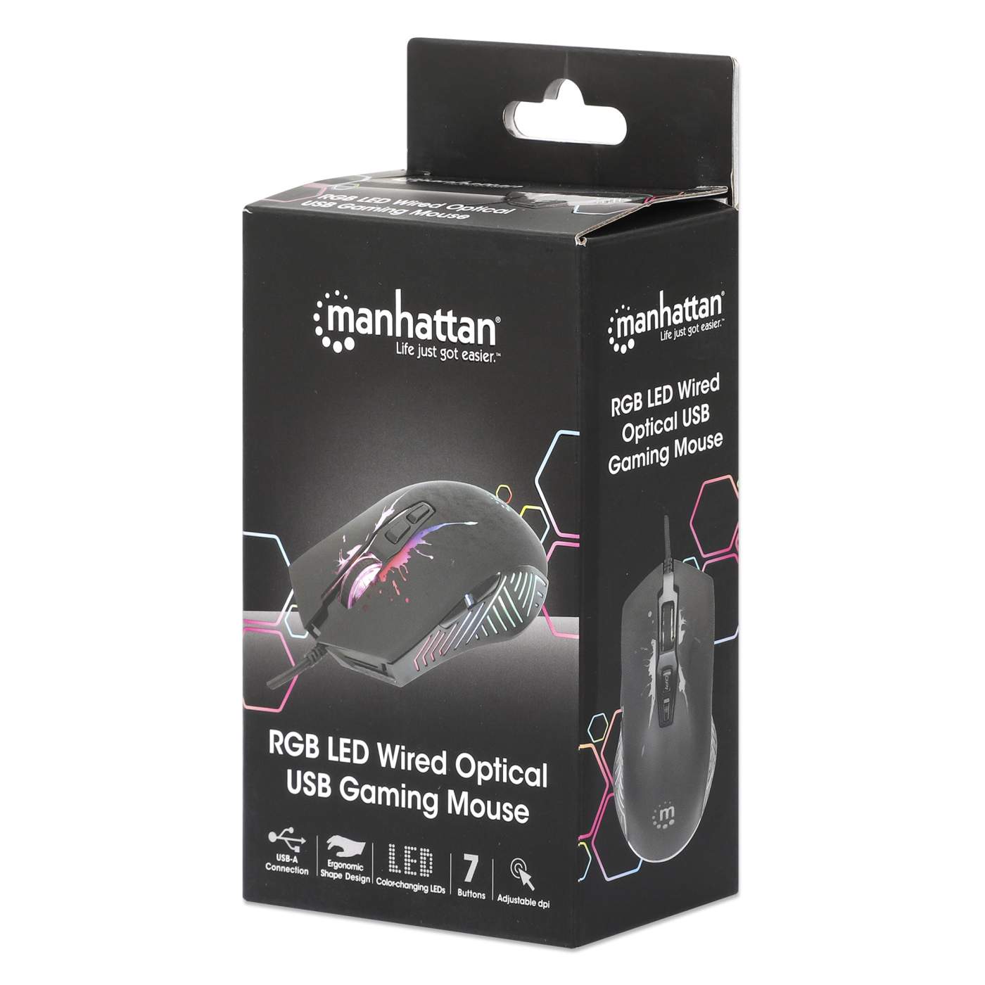 Mouse óptico cableado para videojuegos con iluminación por LED Packaging Image 2