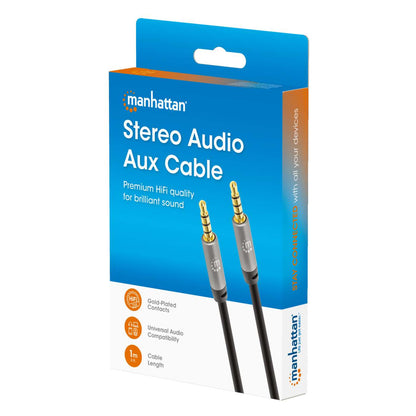 MH Stereo Audio Aux Cable, 1 m, Black Packaging Image 2