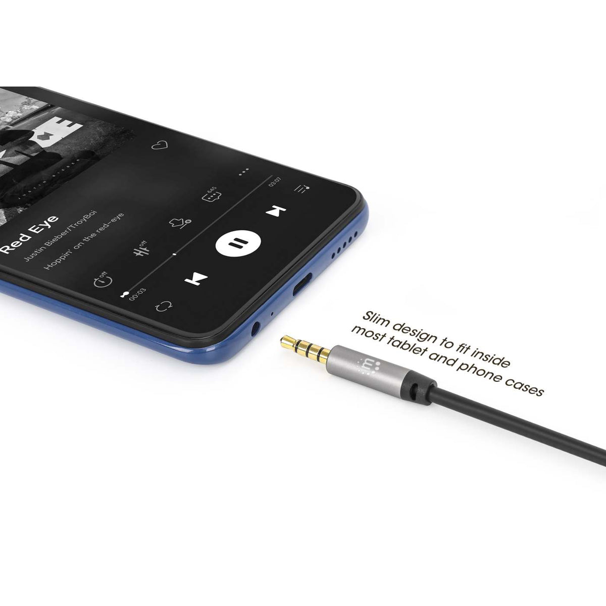 MH Stereo Audio Aux Cable, 2 m, Black Image 8