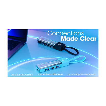 Combo Hub USB 3.0 Tipo-C / Tipo-A Transparente de 4 Puertos Image 12