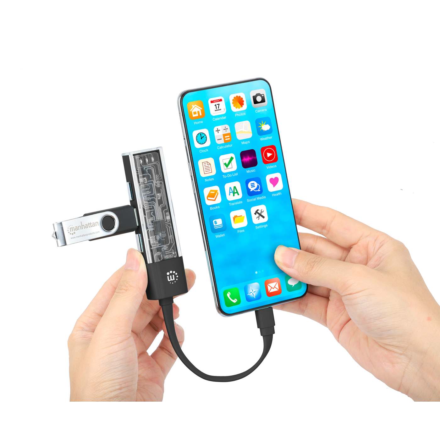 Combo Hub USB 3.0 Tipo-C / Tipo-A Transparente de 4 Puertos Image 9