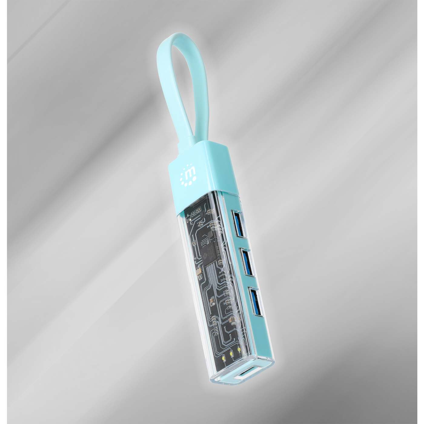 Combo Hub USB 3.0 Tipo-C / Tipo-A Transparente de 4 Puertos Image 3