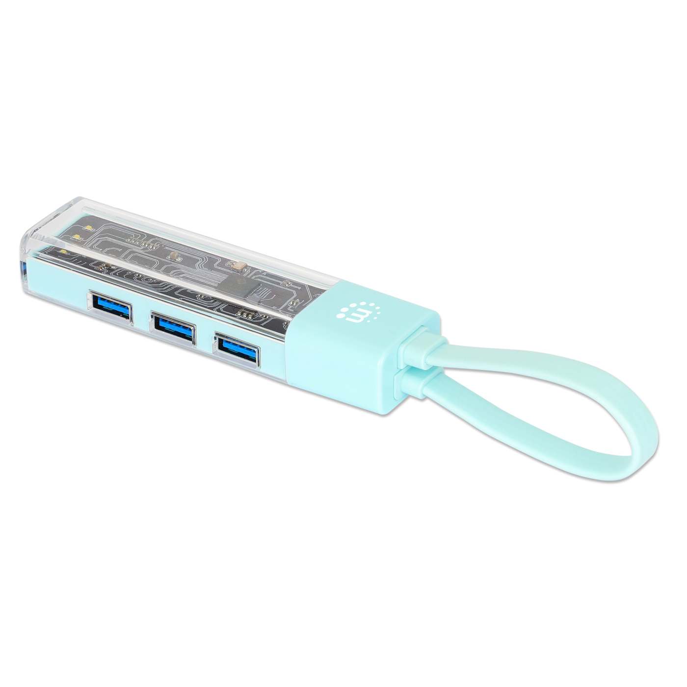 Combo Hub USB 3.0 Tipo-C / Tipo-A Transparente de 4 Puertos Image 4