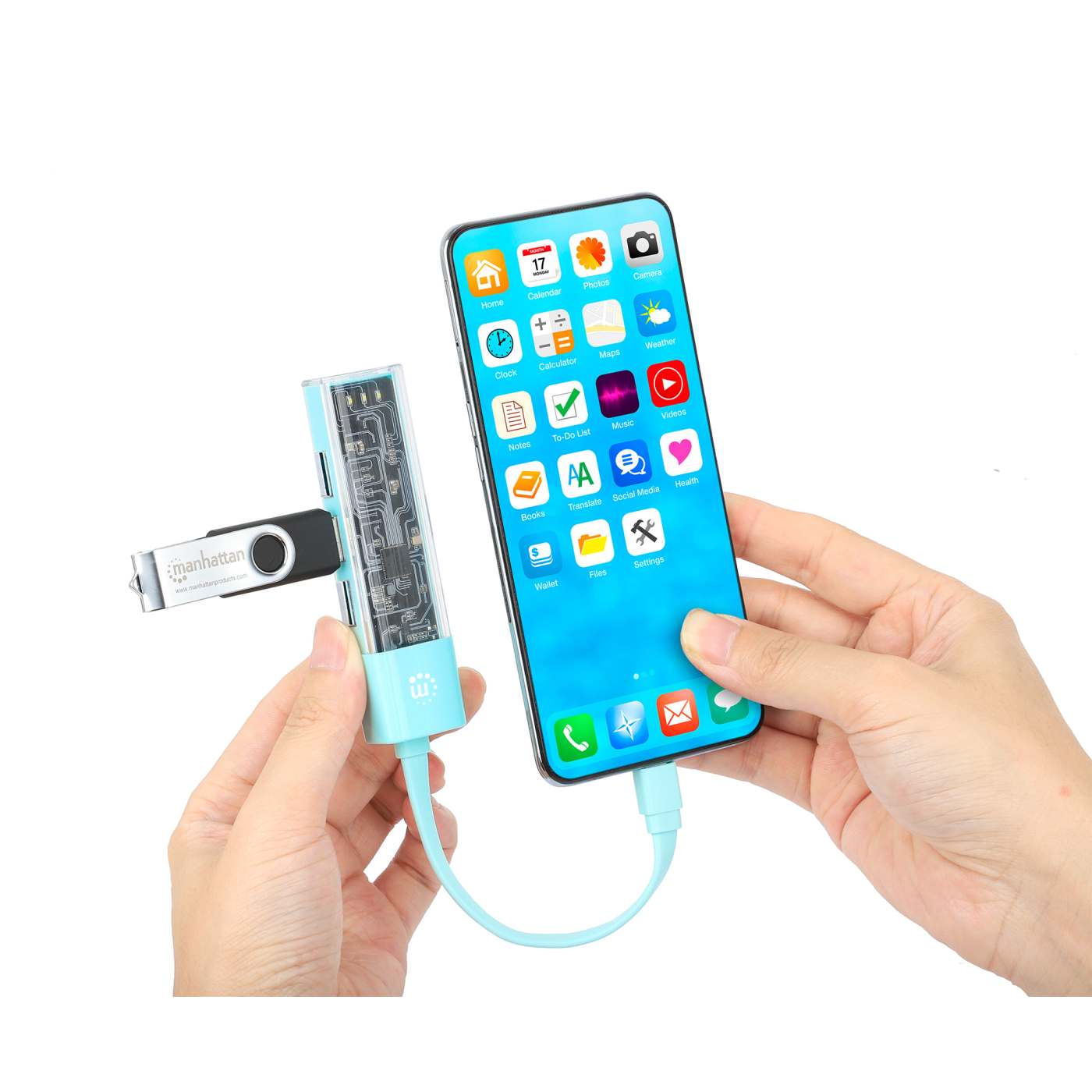 Combo Hub USB 3.0 Tipo-C / Tipo-A Transparente de 4 Puertos Image 9