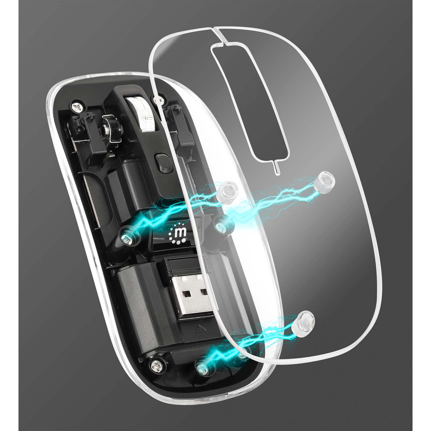 Mouse USB inalámbrico recargable transparente Image 3
