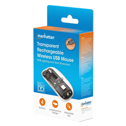 Mouse USB inalámbrico recargable transparente Packaging Image 2