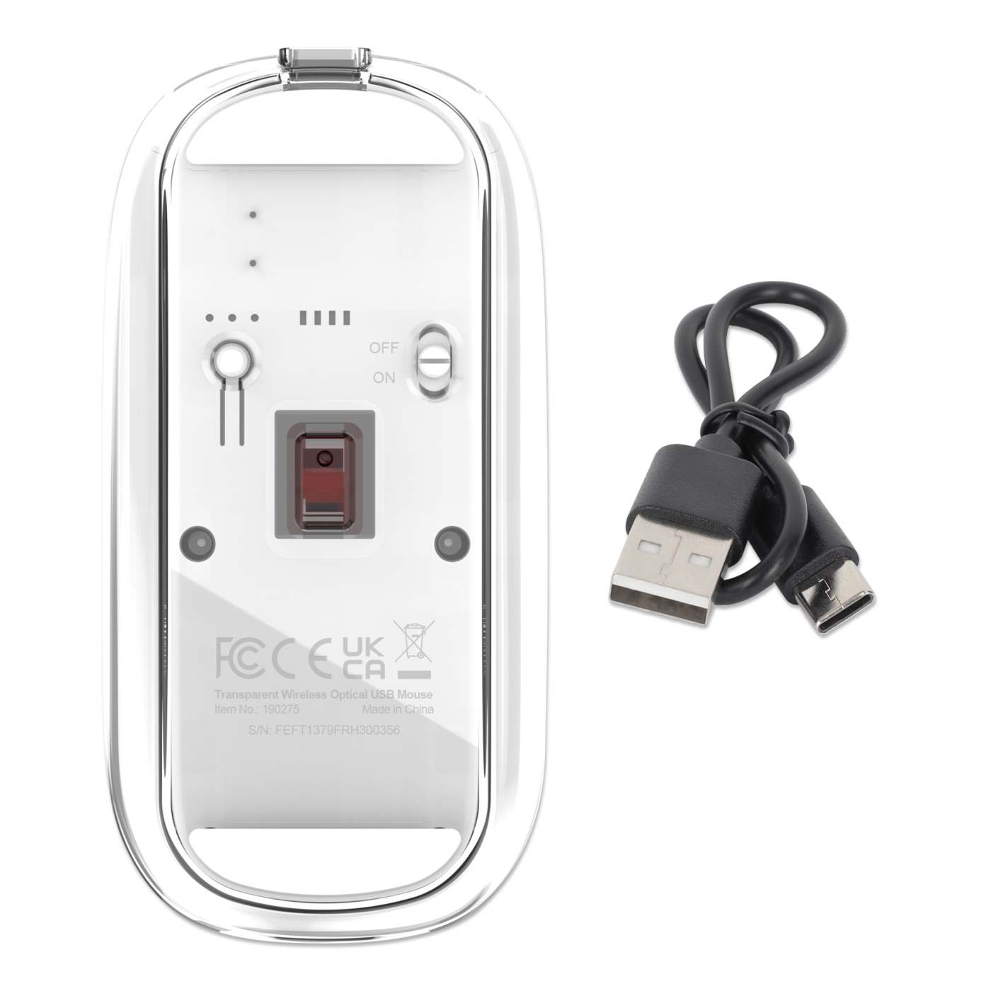 Mouse USB inalámbrico recargable transparente Image 12