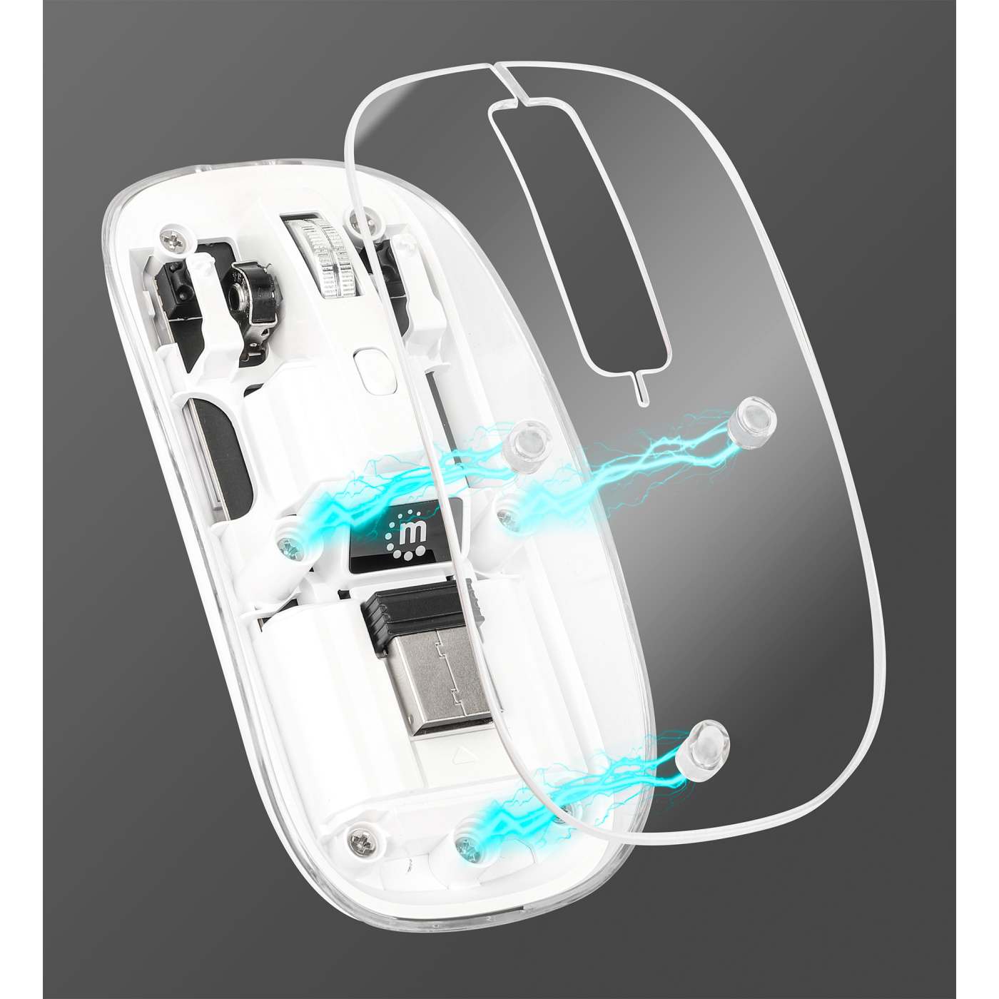 Mouse USB inalámbrico recargable transparente Image 3