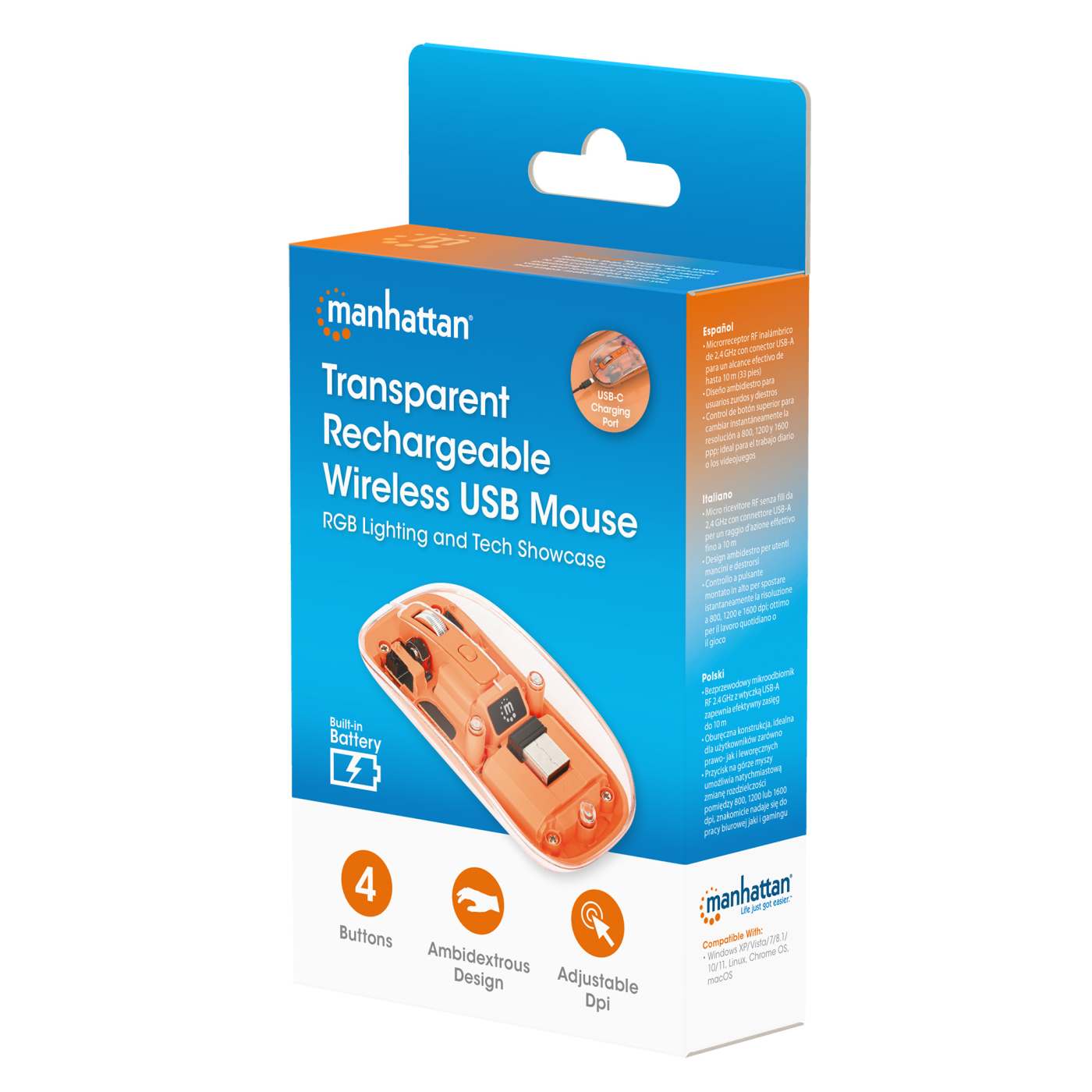 Mouse MH Transparente 4D, Blanco Packaging Image 2
