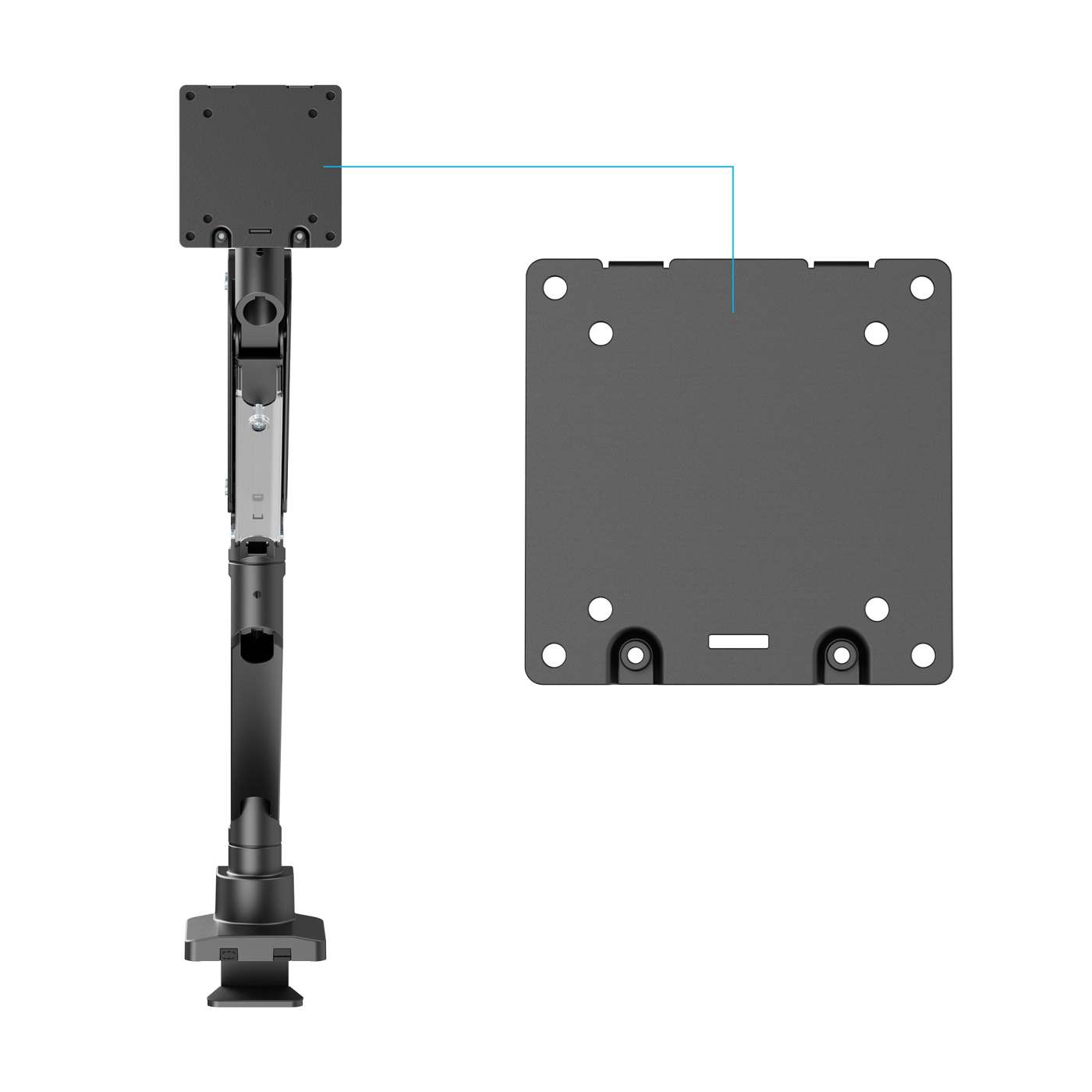 Soporte de aluminio con pistón de gas y puertos USB para un monitor de 17" a 57" Image 12