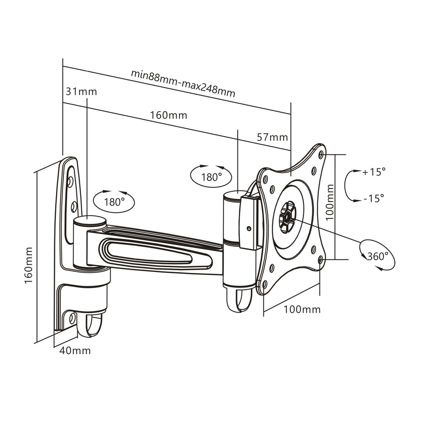Soporte de pared articulado universal para TV de pantalla plana Image 7