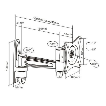 Soporte de pared articulado universal para TV de pantalla plana Image 7