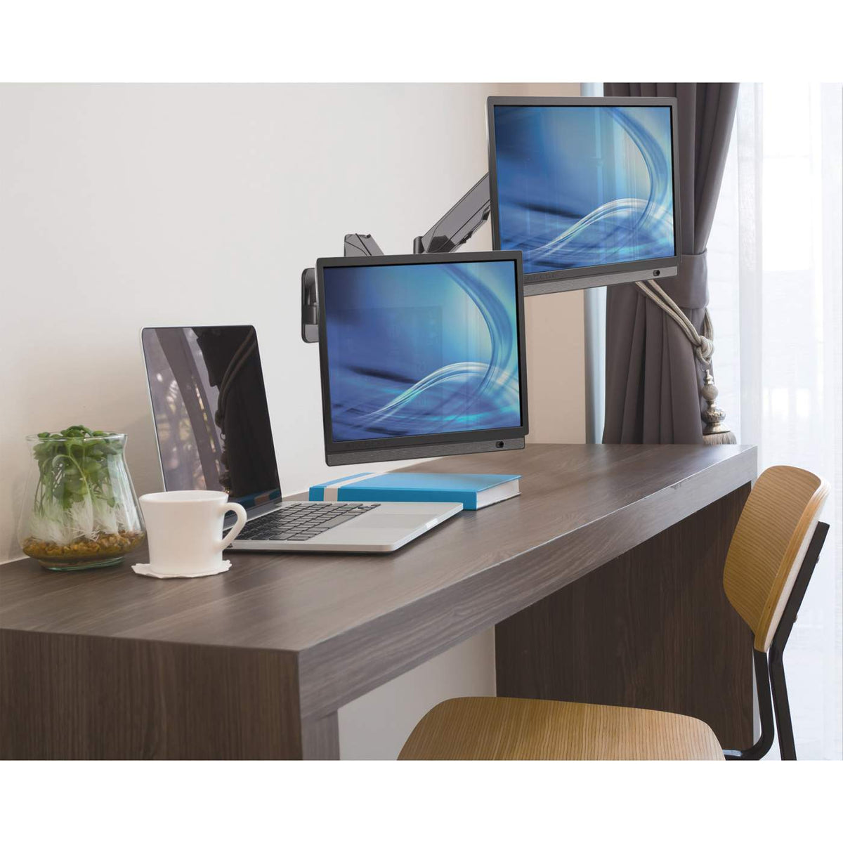 Soporte de pared universal para dos monitores con resorte de gas Image 7