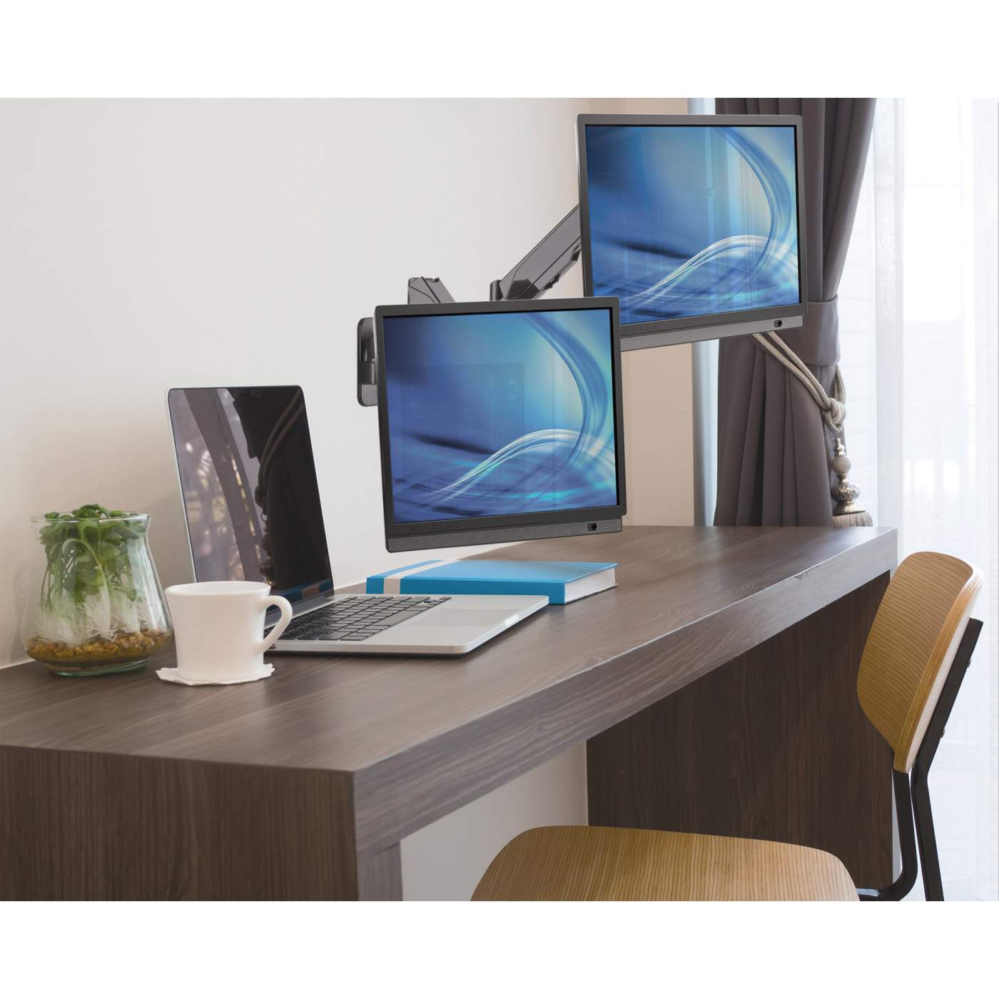 Soporte de pared universal para dos monitores con resorte de gas Image 7