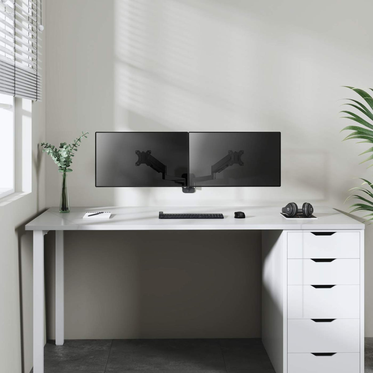 Soporte de pared universal para dos monitores con resorte de gas Image 10