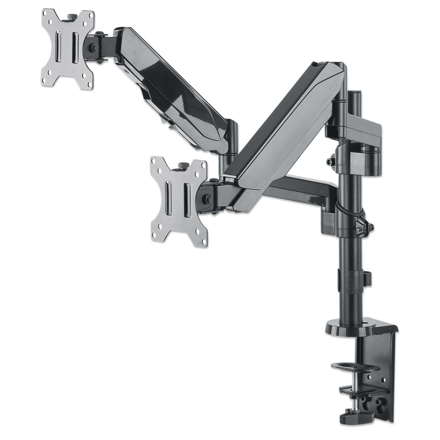 Soporte universal para monitor con brazos ajustables en altura y resorte de goma Image 1
