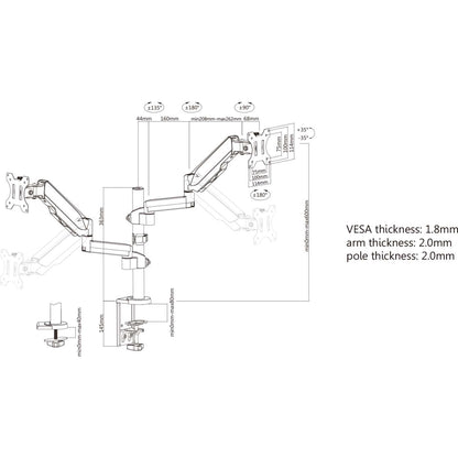 Soporte universal para monitor con brazos ajustables en altura y resorte de goma Image 11