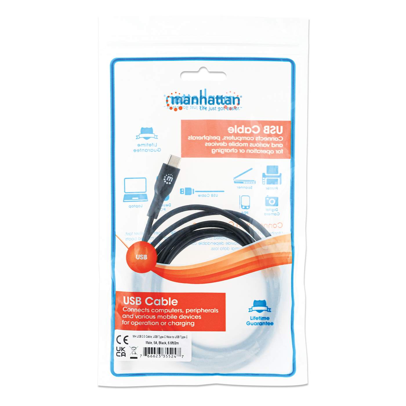 Cable de dispositivo USB 2.0 Tipo-C Packaging Image 2