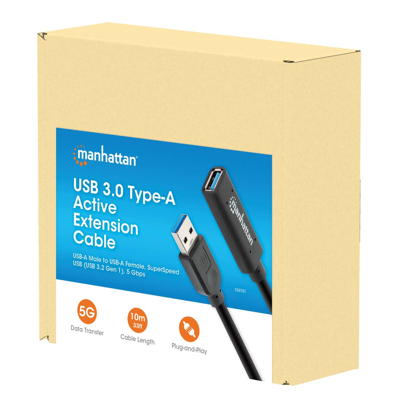 Cable de extensión activa USB 3.0 Gen 1 tipo A, 5Gbps 10m Packaging Image 2