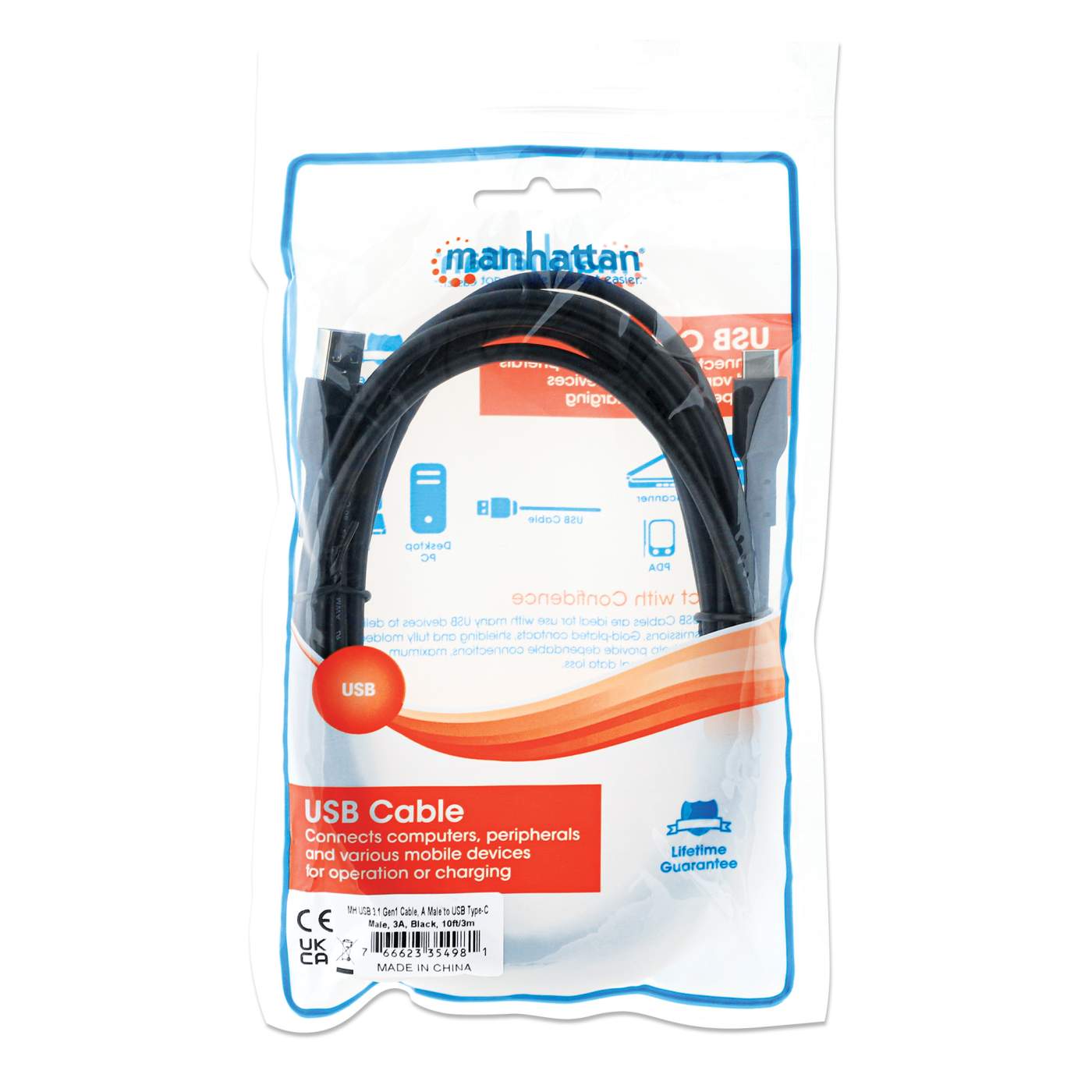 Cable de dispositivo USB 3.0 Tipo-A a Tipo-C Packaging Image 2