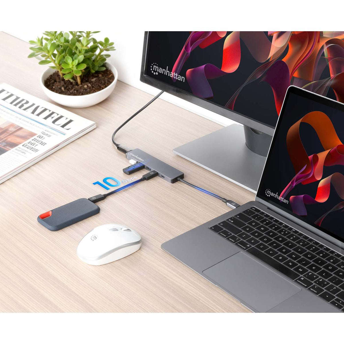 Estación de Conexión MH USB-C a 3*USB-A + 1 USB-C + HDMI2.0 + PD Image 3