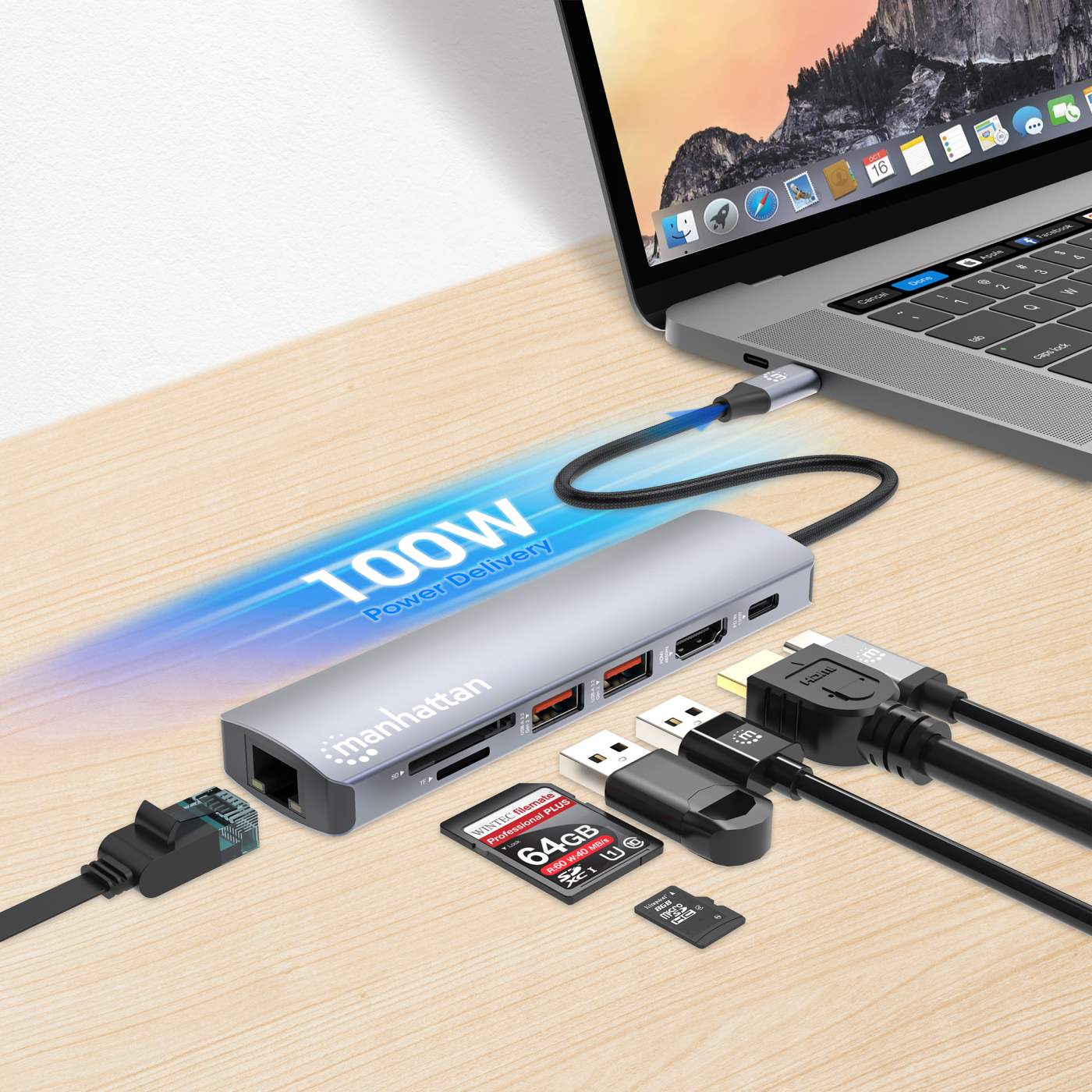 Estación Docking USB-C con lector de tarjetas, 7 en 1 Image 8