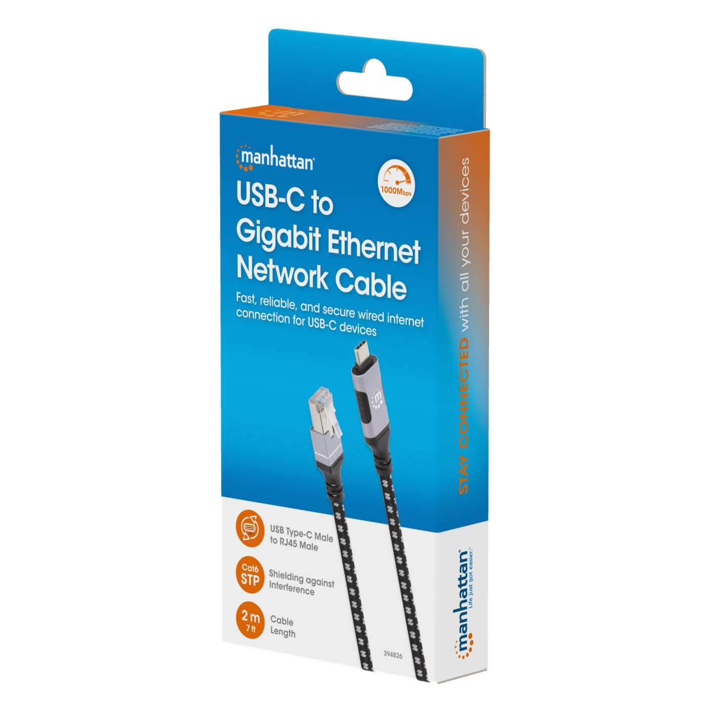 Cable de red USB-C a RJ-45 Gigabit Ethernet, 2 m Packaging Image 2