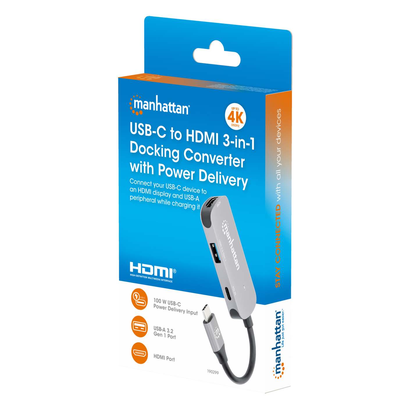 Convertidor Docking USB-C a HDMI, 3 en 1 con PD Packaging Image 2