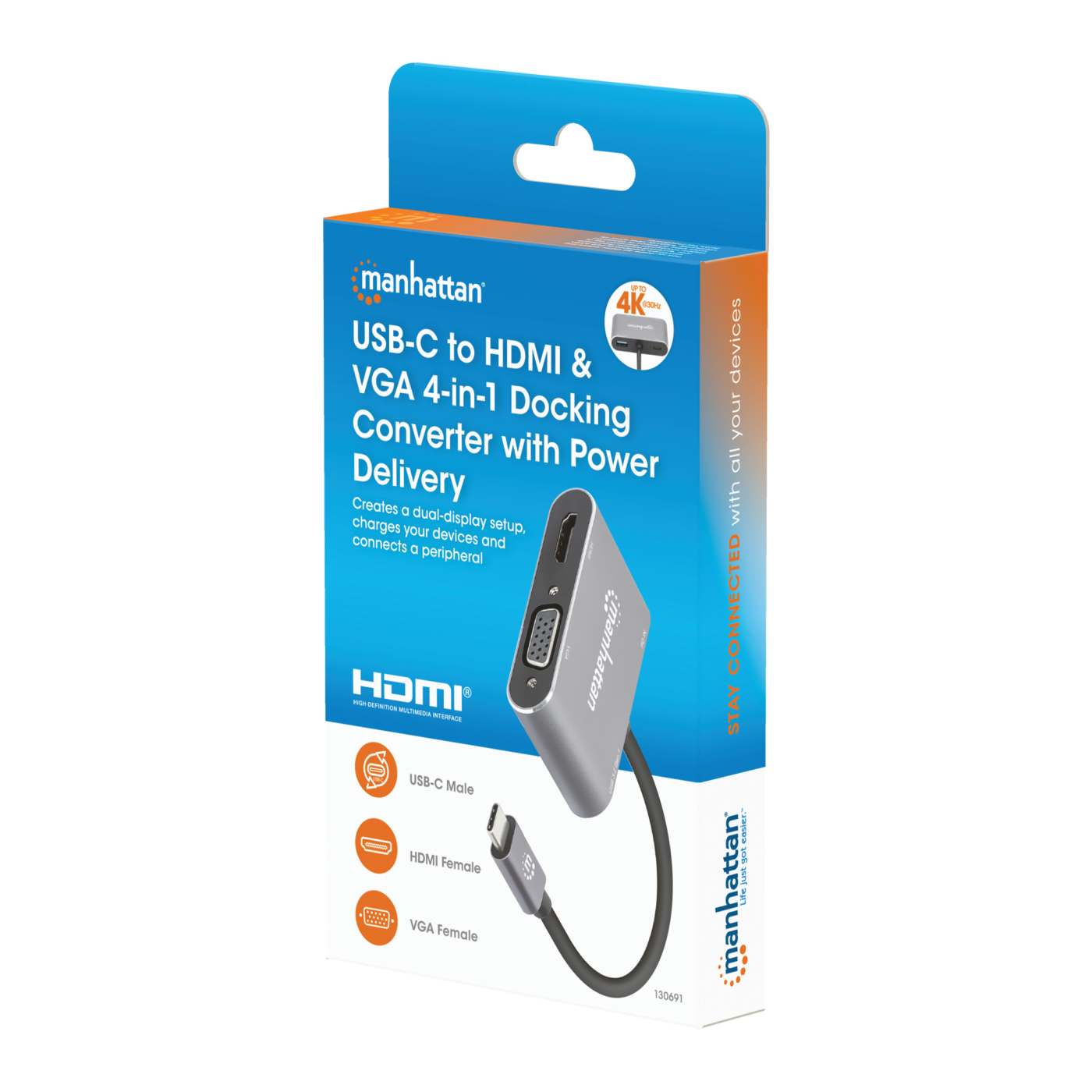 Docking Station de USB-C a HDMI y VGA, 4 en 1, con suministro de energía Packaging Image 2