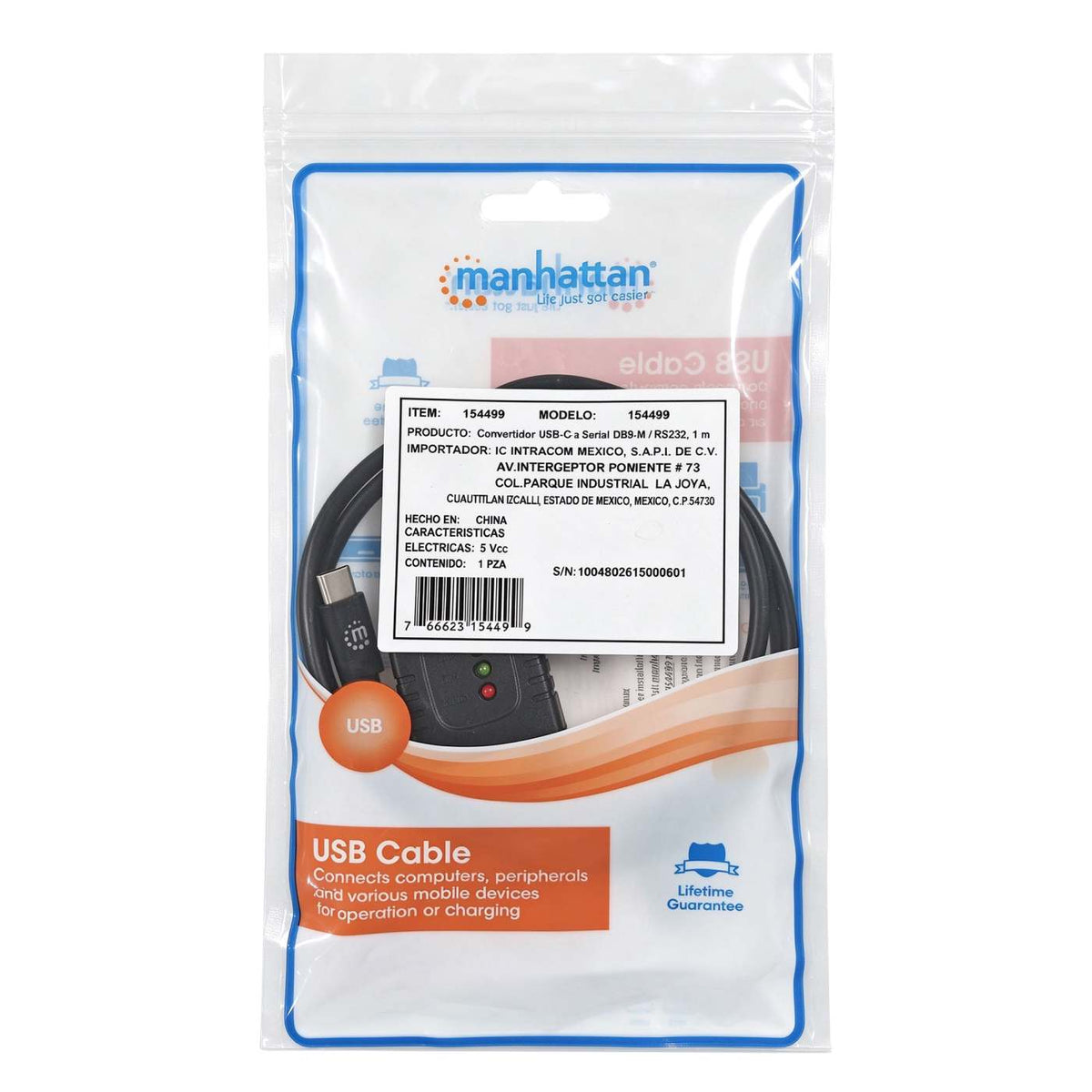 Convertidor USB-C a Serial DB9 / RS232, 1 m Packaging Image 2