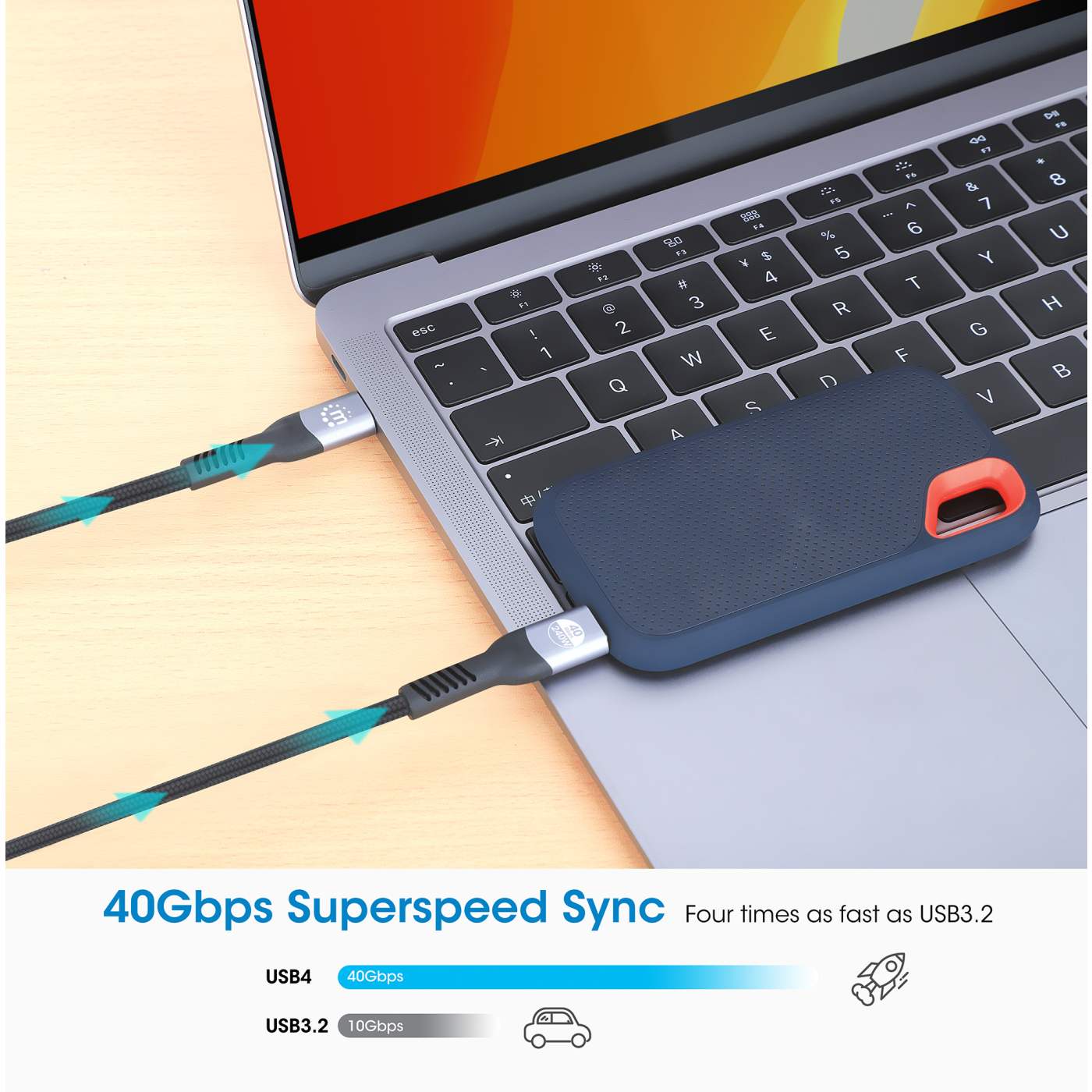 Cable USB-C de carga USB4Thunderbolt 4, 40 Gbps 8K Vídeo y 240 W / PD 3.1, 2m Image 8