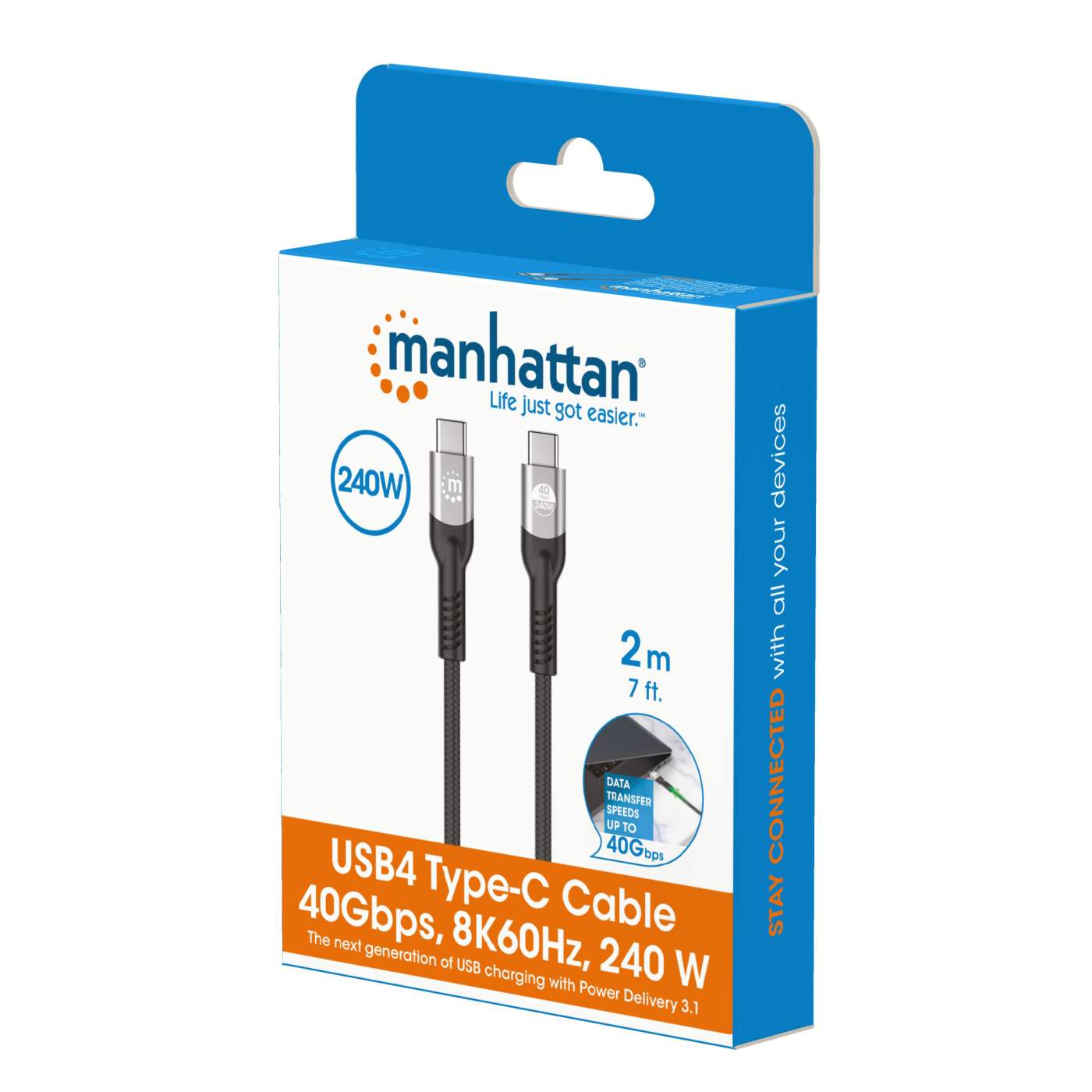 Cable USB-C de carga USB4Thunderbolt 4, 40 Gbps 8K Vídeo y 240 W / PD 3.1, 2m Packaging Image 2