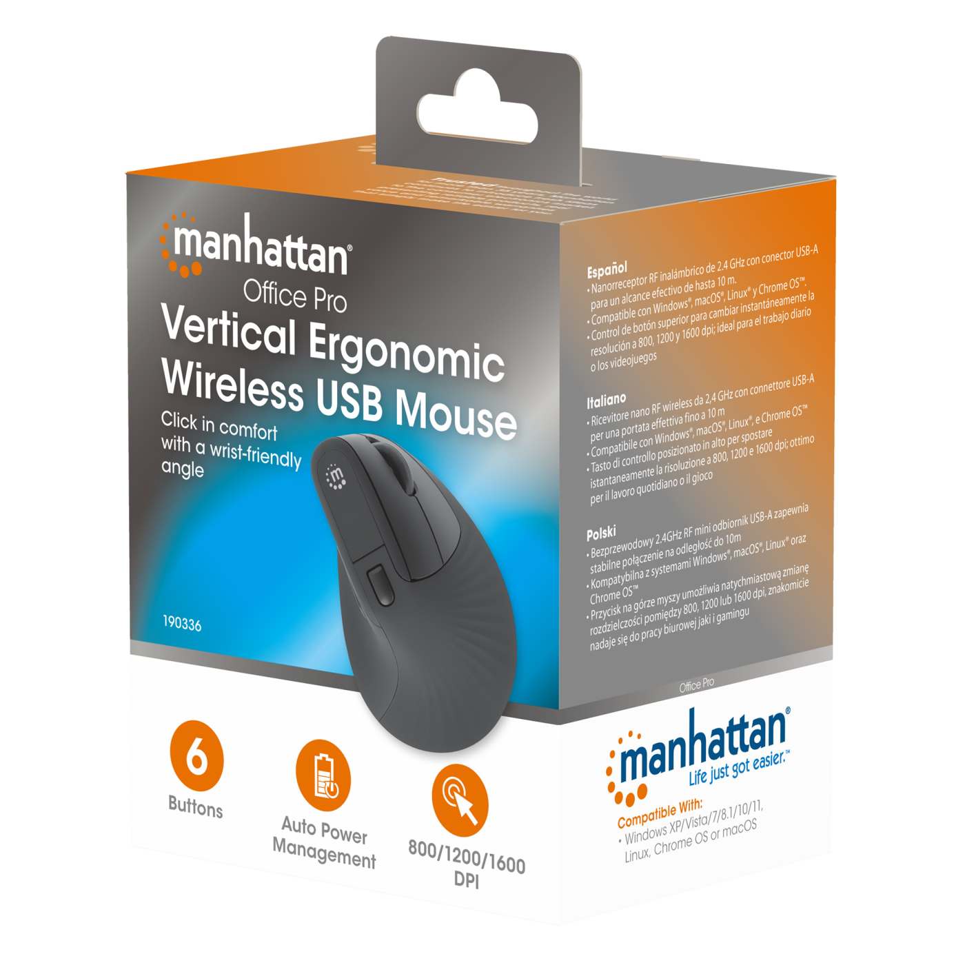 Mouse Ergonómico Vertical - Inalámbrico USB Packaging Image 2